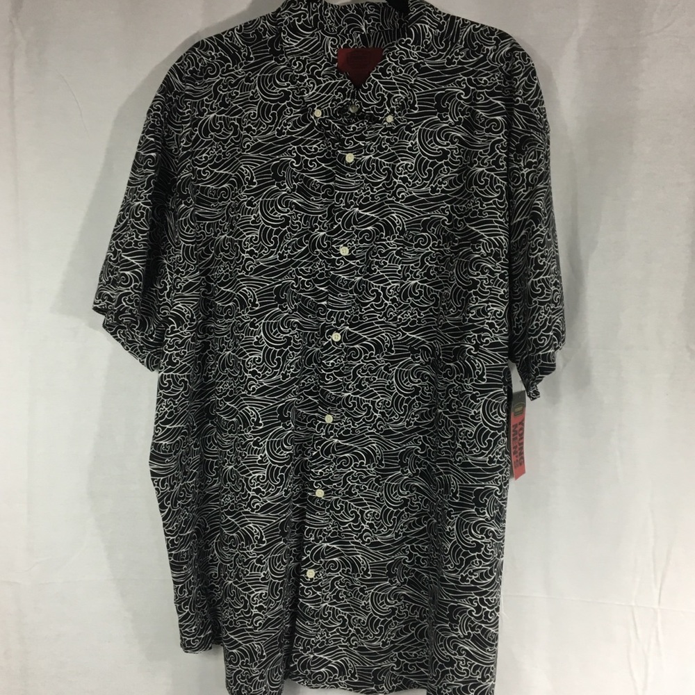 Foundry NWT size 3XL black white patterned button up shirt short sleeve shirt